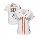 Women's Majestic Houston Astros #50 J.R. Richard Authentic White 2018 Gold Program Cool Base MLB Jersey