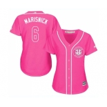 Women's Majestic Houston Astros #6 Jake Marisnick Authentic Pink Fashion Cool Base MLB Jersey