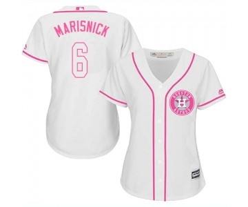 Women's Majestic Houston Astros #6 Jake Marisnick Authentic White Fashion Cool Base MLB Jersey