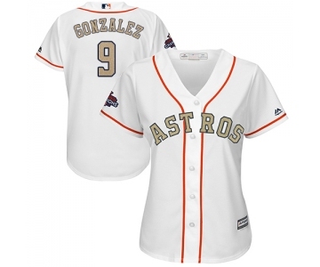 Women's Majestic Houston Astros #9 Marwin Gonzalez Authentic White 2018 Gold Program Cool Base MLB Jersey