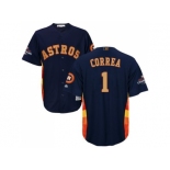 Youth Houston Astros #1 Carlos Correa Navy Blue 2018 Gold Program Cool Base Stitched MLB Jersey