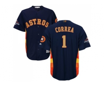 Youth Houston Astros #1 Carlos Correa Navy Blue 2018 Gold Program Cool Base Stitched MLB Jersey