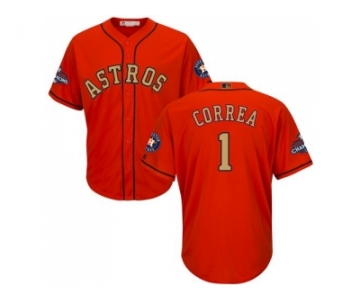 Youth Houston Astros #1 Carlos Correa Orange 2018 Gold Program Cool Base Stitched MLB Jersey