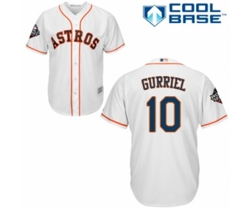 Youth Houston Astros #10 Yuli Gurriel Authentic White Home Cool Base 2019 World Series Bound Baseball Jersey