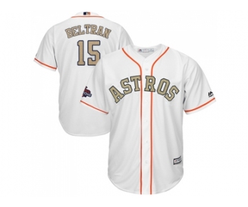 Youth Houston Astros #15 Carlos Beltran White 2018 Gold Program Cool Base Stitched Baseball Jersey