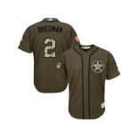 Youth Houston Astros #2 Alex Bregman Green Salute to Service Stitched MLB Jersey