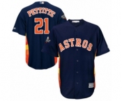 Youth Houston Astros #21 Andy Pettitte Authentic Navy Blue Alternate Cool Base 2019 World Series Bound Baseball Jersey