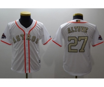 Youth Houston Astros #27 Jose Altuve White 2018 Gold Program Cool Base Stitched MLB Jersey