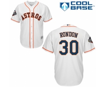 Youth Houston Astros #30 Hector Rondon Authentic White Home Cool Base 2019 World Series Bound Baseball Jersey