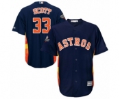 Youth Houston Astros #33 Mike Scott Authentic Navy Blue Alternate Cool Base 2019 World Series Bound Baseball Jersey