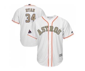 Youth Houston Astros #34 Nolan Ryan White 2018 Gold Program Cool Base Stitched Baseball Jersey