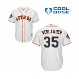 Youth Houston Astros #35 Justin Verlander Authentic White Home Cool Base 2019 World Series Bound Baseball Jersey