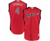 Youth Houston Astros #4 George Springer Authentic Red American League 2019 Baseball All-Star Jersey