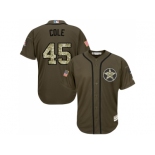 Youth Houston Astros #45 Gerrit Cole Green Salute to Service Stitched MLB Jersey