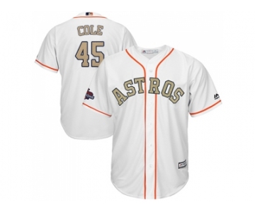 Youth Houston Astros #45 Gerrit Cole White 2018 Gold Program Cool Base Stitched Baseball Jersey