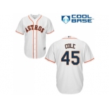 Youth Houston Astros #45 Gerrit Cole White Cool Base Stitched MLB Jersey