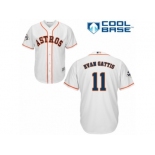 Youth Majestic Houston Astros #11 Evan Gattis Replica White Home 2017 World Series Bound Cool Base MLB Jersey