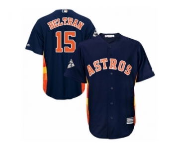 Youth Majestic Houston Astros #15 Carlos Beltran Authentic Navy Blue Alternate 2017 World Series Bound Cool Base MLB Jersey