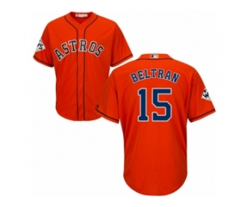 Youth Majestic Houston Astros #15 Carlos Beltran Replica Orange Alternate 2017 World Series Bound Cool Base MLB Jersey