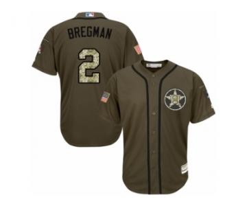 Youth Majestic Houston Astros #2 Alex Bregman Authentic Green Salute to Service MLB Jersey