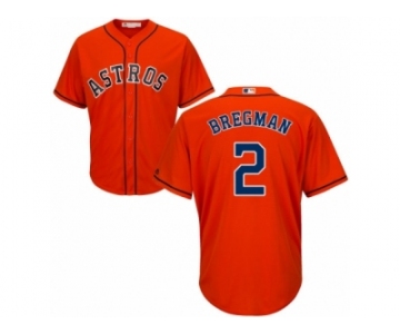 Youth Majestic Houston Astros #2 Alex Bregman Authentic Orange Alternate Cool Base MLB Jersey