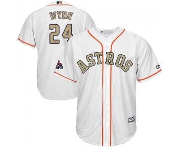 Youth Majestic Houston Astros #24 Jimmy Wynn Authentic White 2018 Gold Program Cool Base MLB Jersey