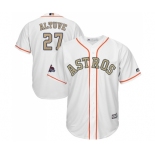 Youth Majestic Houston Astros #27 Jose Altuve Authentic White 2018 Gold Program Cool Base MLB Jersey