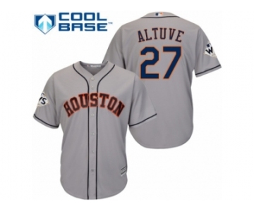 Youth Majestic Houston Astros #27 Jose Altuve Replica Grey Road 2017 World Series Bound Cool Base MLB Jersey