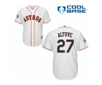 Youth Majestic Houston Astros #27 Jose Altuve Replica White Home 2017 World Series Bound Cool Base MLB Jersey