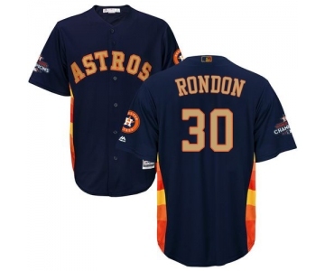 Youth Majestic Houston Astros #30 Hector Rondon Authentic Navy Blue Alternate 2018 Gold Program Cool Base MLB Jersey