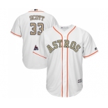 Youth Majestic Houston Astros #33 Mike Scott Authentic White 2018 Gold Program Cool Base MLB Jersey