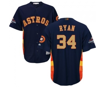 Youth Majestic Houston Astros #34 Nolan Ryan Authentic Navy Blue Alternate 2018 Gold Program Cool Base MLB Jersey