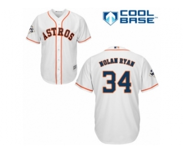 Youth Majestic Houston Astros #34 Nolan Ryan Replica White Home 2017 World Series Bound Cool Base MLB Jersey