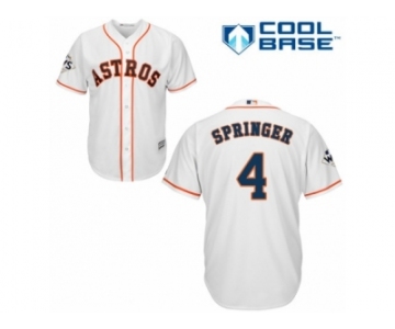 Youth Majestic Houston Astros #4 George Springer Replica White Home 2017 World Series Bound Cool Base MLB Jersey