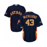 Youth Majestic Houston Astros #43 Lance McCullers Authentic Navy Blue Alternate 2018 Gold Program Cool Base MLB Jersey