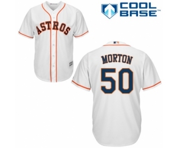 Youth Majestic Houston Astros #50 Charlie Morton Authentic White Home Cool Base MLB Jersey