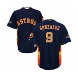 Youth Majestic Houston Astros #9 Marwin Gonzalez Authentic Navy Blue Alternate 2018 Gold Program Cool Base MLB Jersey