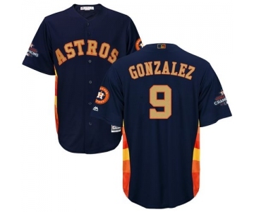 Youth Majestic Houston Astros #9 Marwin Gonzalez Authentic Navy Blue Alternate 2018 Gold Program Cool Base MLB Jersey