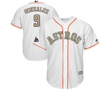 Youth Majestic Houston Astros #9 Marwin Gonzalez Authentic White 2018 Gold Program Cool Base MLB Jersey