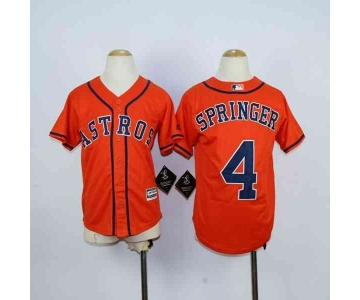 youth mlb jerseys houston astros #4 springer orange