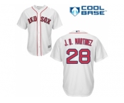 Youth Boston Red Sox #28 J. D. Martinez White Cool Base Stitched Baseball Jersey