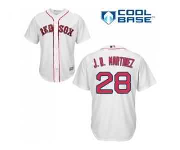 Youth Boston Red Sox #28 J. D. Martinez White Cool Base Stitched Baseball Jersey