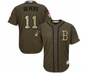 Youth Majestic Boston Red Sox #11 Rafael Devers Authentic Green Salute to Service 2018 World Series Champions MLB Jersey