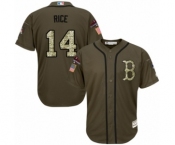 Youth Majestic Boston Red Sox #14 Jim Rice Authentic Green Salute to Service 2018 World Series Champions MLB Jersey