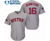 Youth Majestic Boston Red Sox #16 Andrew Benintendi Authentic Grey Road Cool Base 2018 World Series Champions MLB Jersey