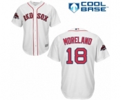 Youth Majestic Boston Red Sox #18 Mitch Moreland Authentic White Home Cool Base 2018 World Series Champions MLB Jersey