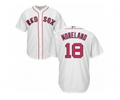 Youth Majestic Boston Red Sox #18 Mitch Moreland Authentic White Home Cool Base MLB Jersey