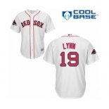 Youth Majestic Boston Red Sox #19 Fred Lynn Authentic White Home Cool Base 2018 World Series Champions MLB Jersey