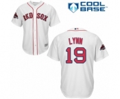 Youth Majestic Boston Red Sox #19 Fred Lynn Authentic White Home Cool Base 2018 World Series Champions MLB Jersey