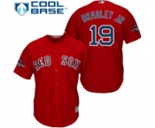 Youth Majestic Boston Red Sox #19 Jackie Bradley Jr Authentic Red Alternate Home Cool Base 2018 World Series Champions MLB Jersey